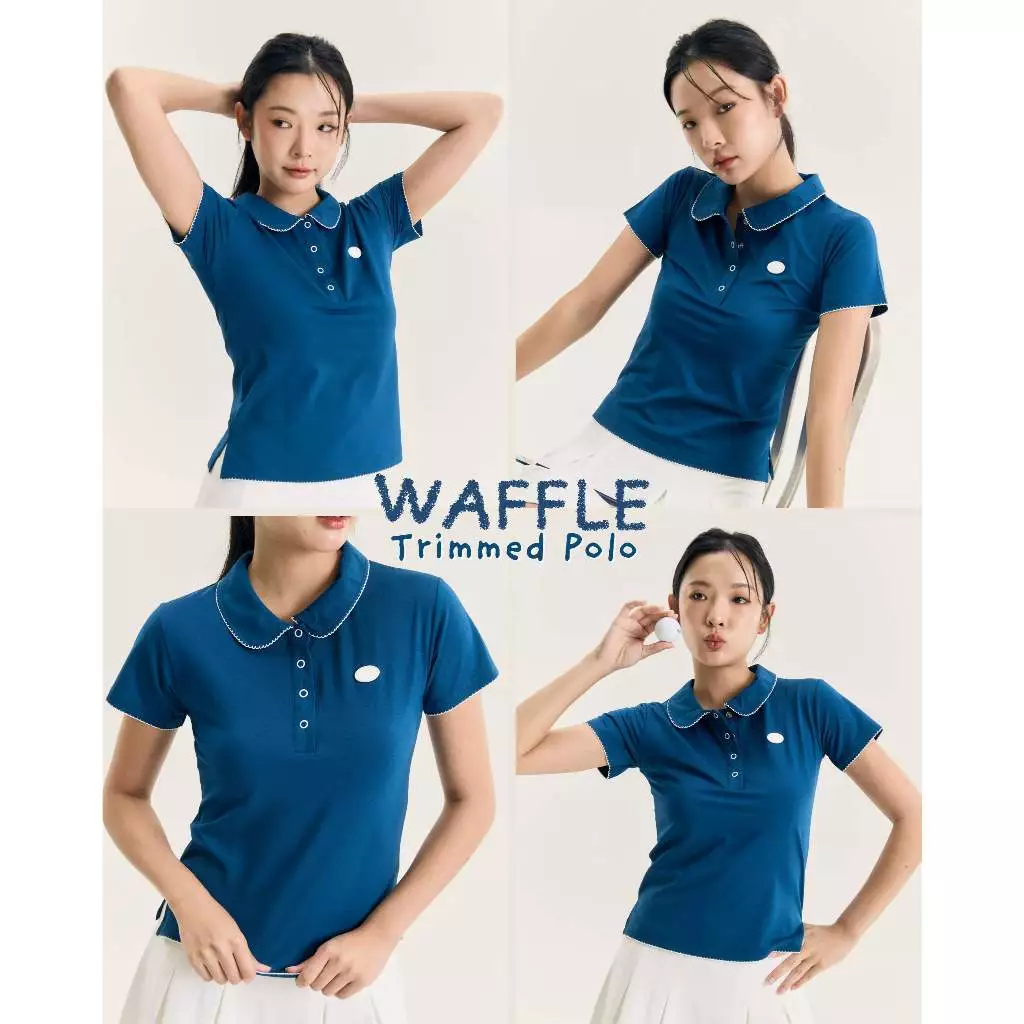 Muuv & Gruuv Waffle Trimmed Polo เสื้อโปโลคอบัว ระบายอากาศดี ด้ายถักรอบตัว