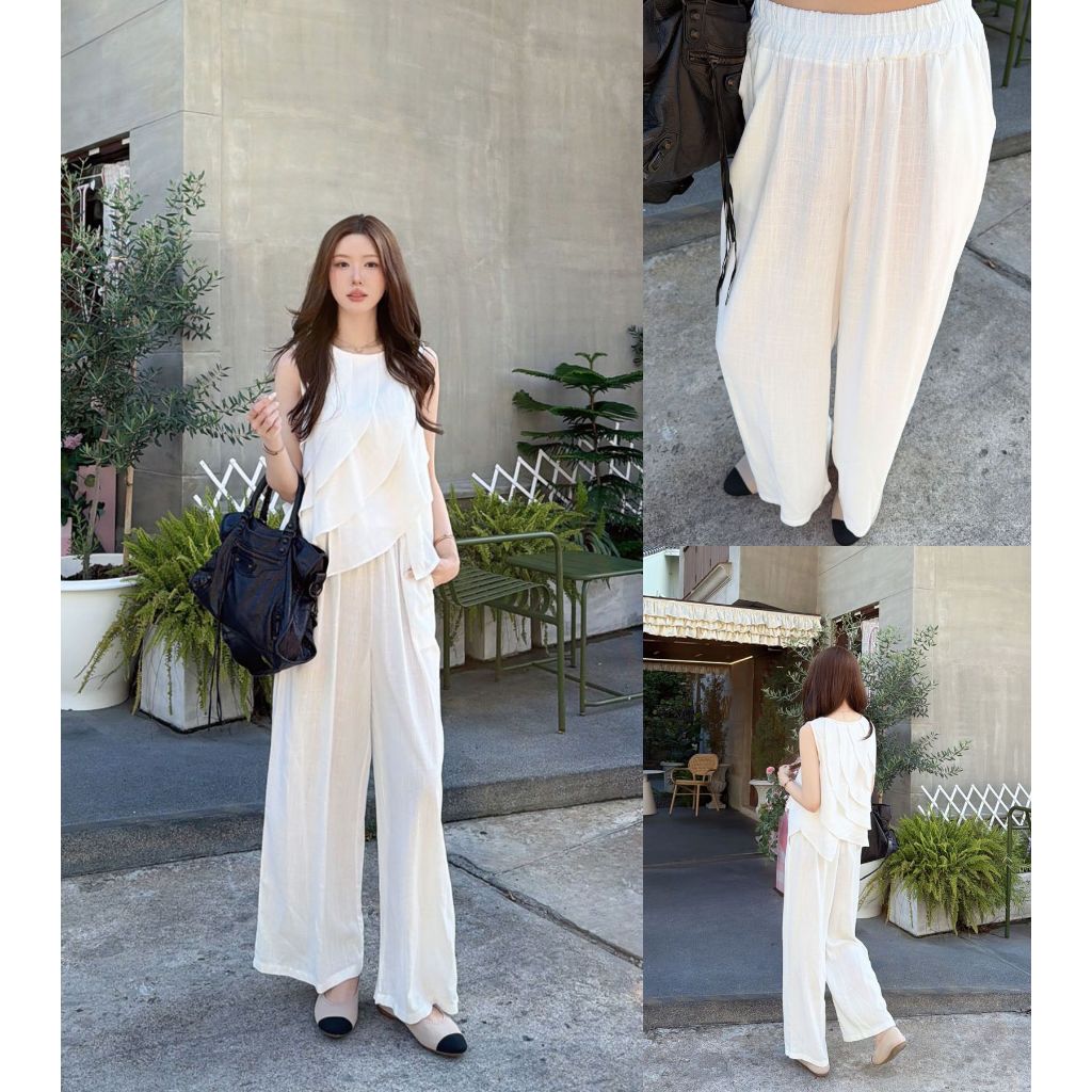 ส่งทันที 💨 SLYQ COZY LOUNGE LINEN PANTS กางเกงขายาวผ้าลินินเอวยางยืด