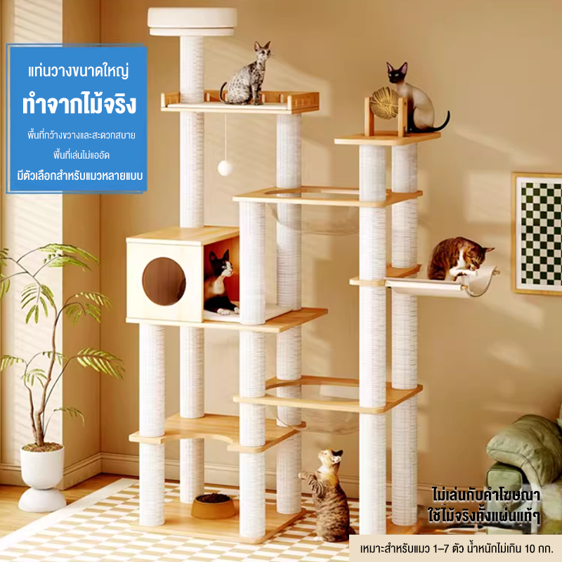 คอนโดแมว 3 ชั้น แข็งแรงมั่นคง ไม่สั่นไหว ที่ลับเล็บครบ คุ้มค่าสำหรับทาสแมว