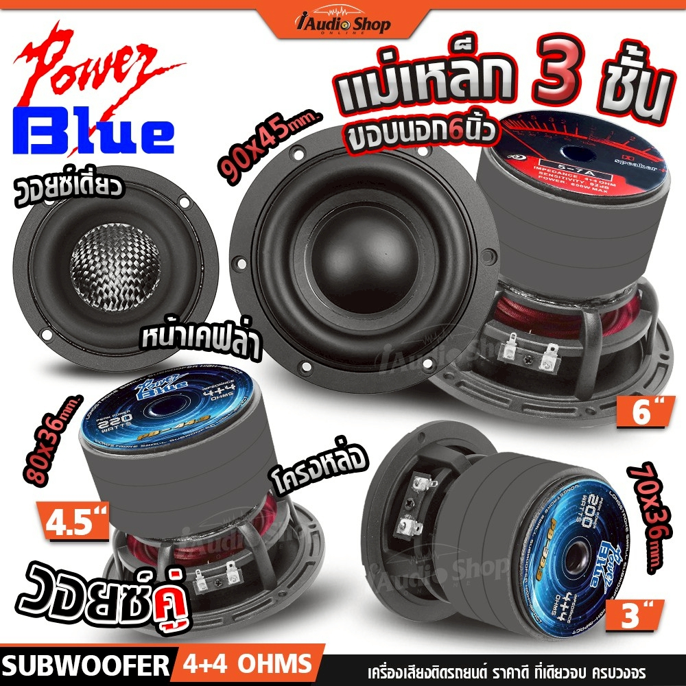 ซับวูฟเฟอร์ ดอกซับ ซับเบส 3นิ้ว 4.5นิ้ว 6นิ้ว หล่อ 3ชั้น HK Style 4Ω+4Ω ลำโพงซับ DIY 33.3 44.3 5-7A