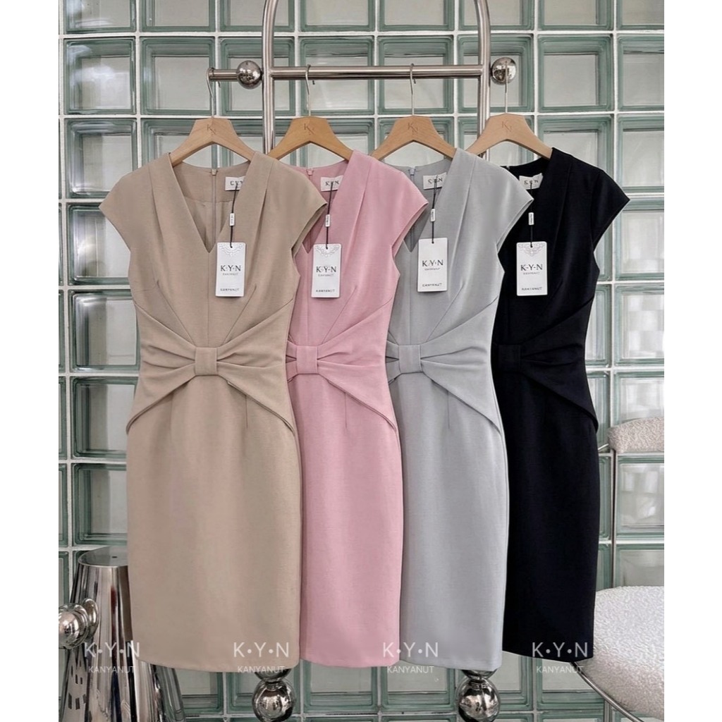 KYN BRAND KN 2516 : Size S M L XL เดรสทำงาน เดรสออกงาน