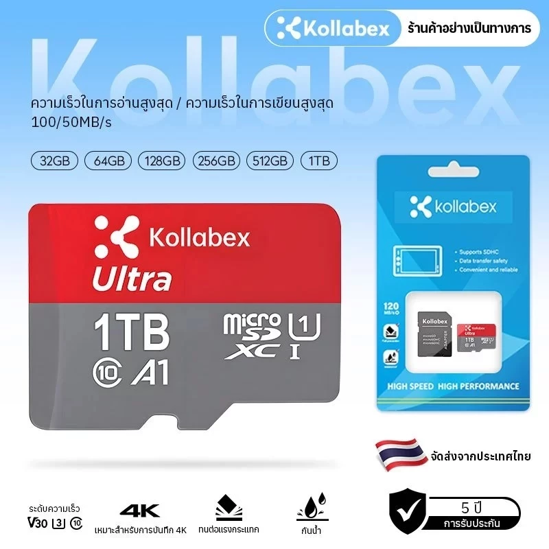 Kollabex Ultra Micro SDXC A1 64GB 128GB 256GB 512GB Series UHS-I Class 10 up to 120MB/s Memory Card
