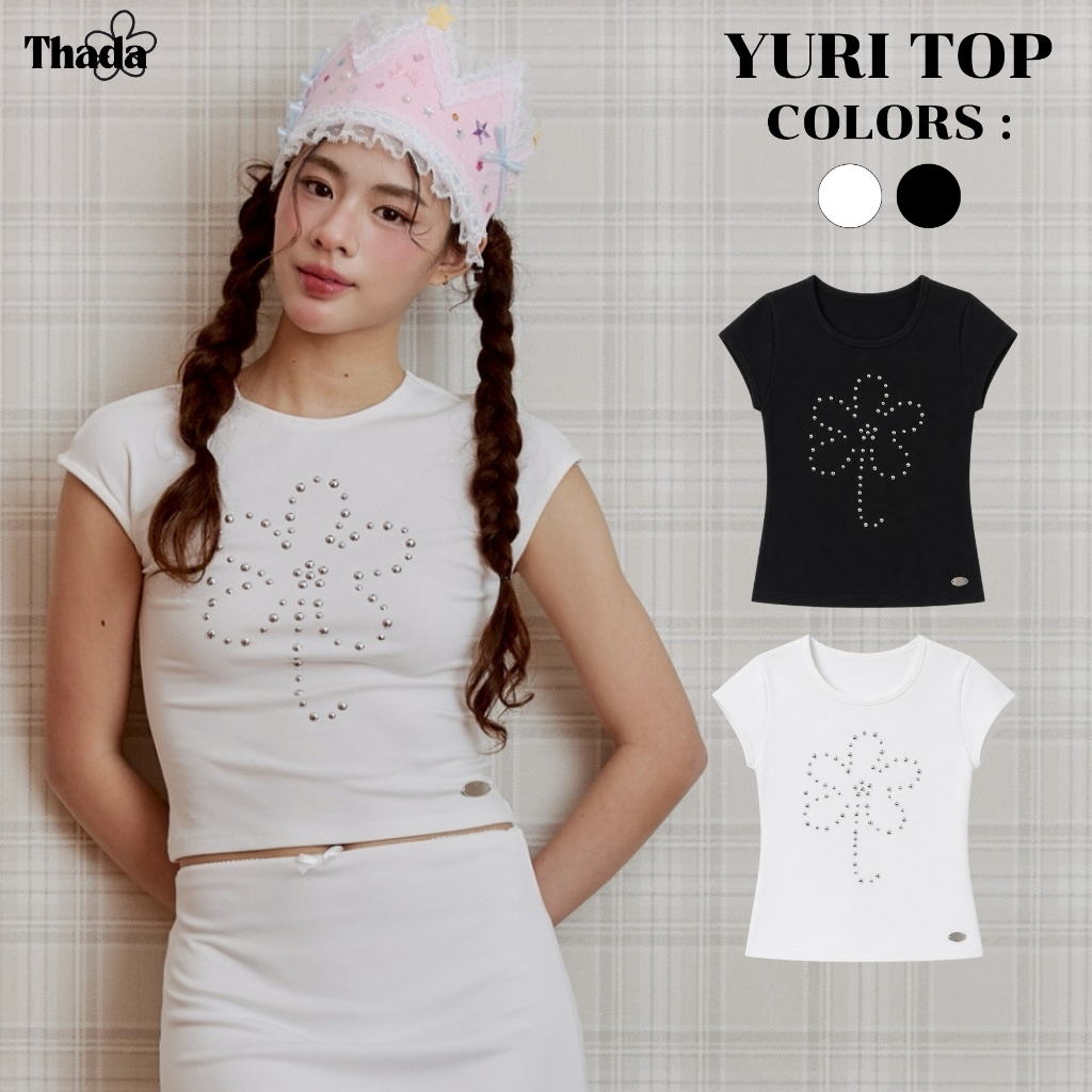 THADA.CO l "YURI TOP" BABY TEE หมุดดอกไม้