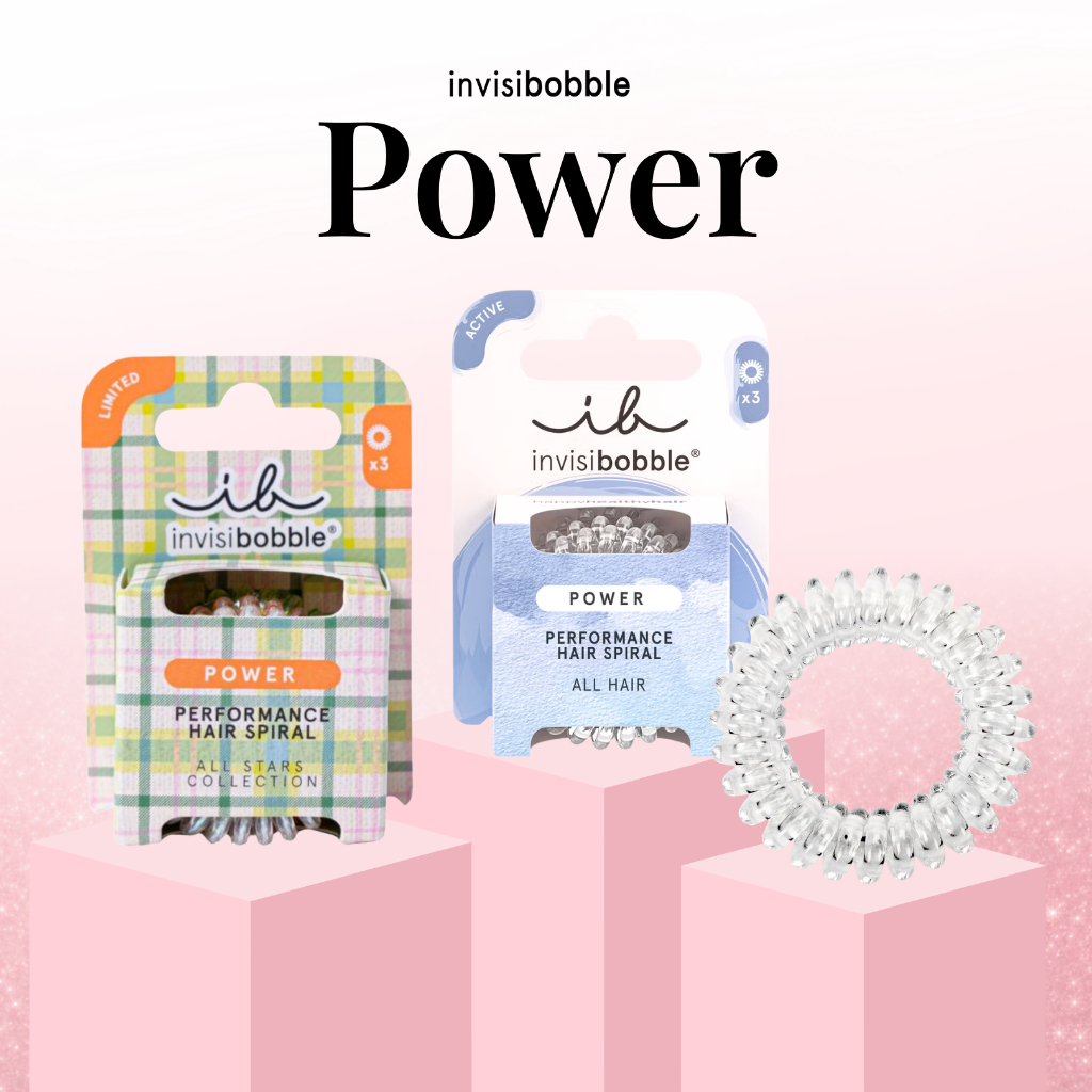 invisibobble รุ่น Power ยางรัดผม สำหรับผมหนา ออกกำลังกาย มัดแน่น อยู่ทรง ไม่หลุดง่าย สายแอคทีฟต้องมี