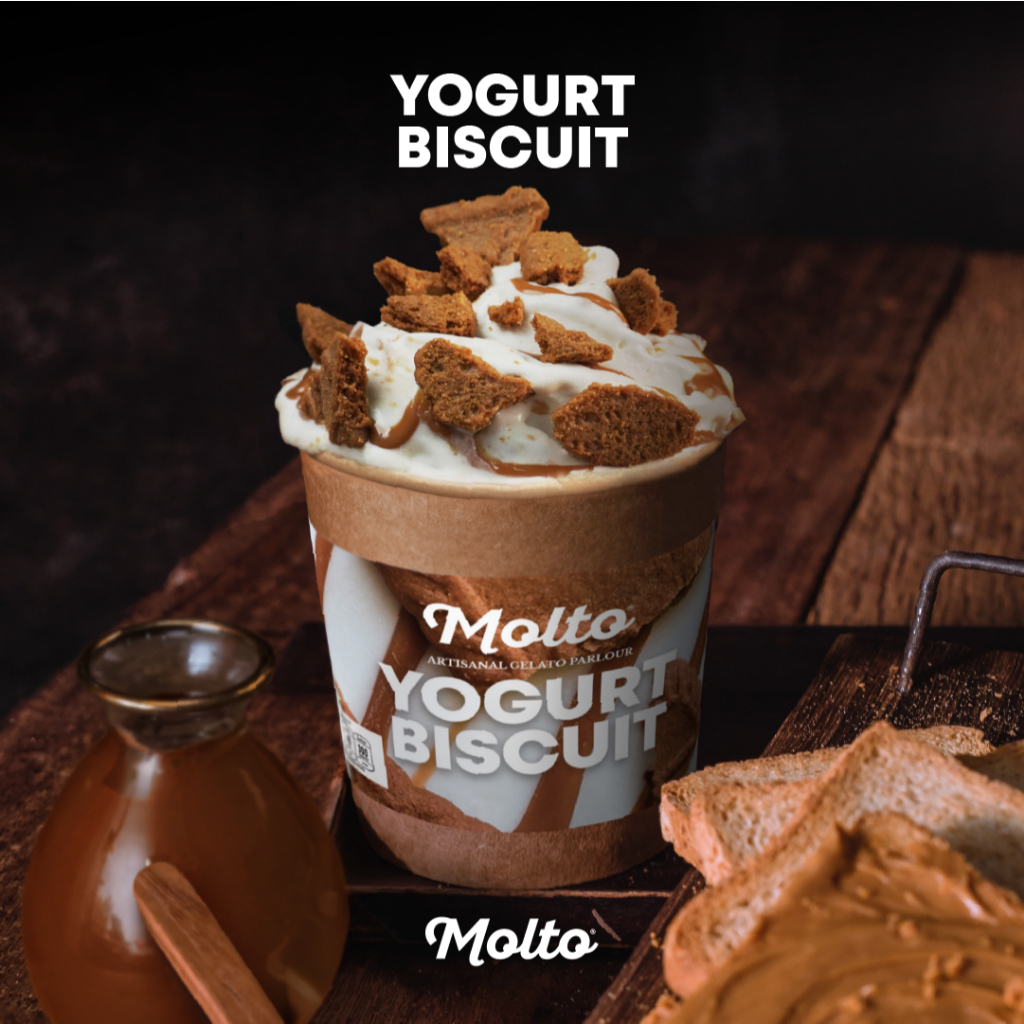 Molto ไอศกรีม รสโยเกิร์ต บิสกิต16 ออนซ์ - Molto Premium Gelato - Ice cream Yogurt Bisscuit 16 oz.‼️ซ