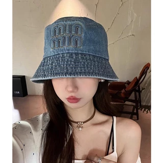 หมวกบักเก็ต ผ้ายีนส์ ทรงสวย โลโก้ชัดด้ายสีทอง พร้อมส่ง🇹🇭งานดี