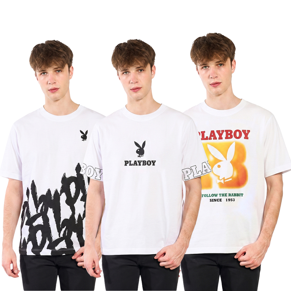 PLAYBOY 05PB เสื้อยืด   เสื้อผ้าผู้ชาย/เสื้อ/เสื้อยืดสีขาว รุ่น P1MT265TB049 P1MT265TB050 P1MT265TB062