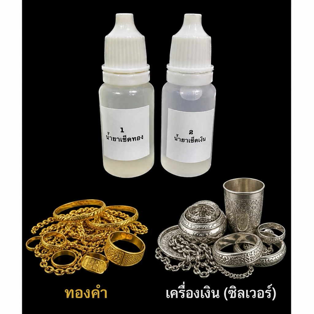 น้ำยาทดสอบ ทองและเงิน (1ชุดได้2ขวด) ราคา ถูกที่สุด ดีลบีเคเค