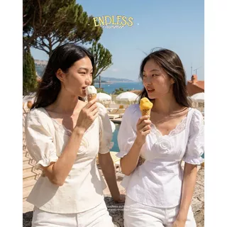 Paloy - PL2193 Emily เสื้อแขนตุ๊กตา หน้าอกแต่งดอกคามิเลีย (Endless Summer)