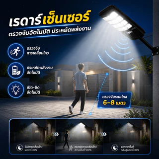 โซล่าเซลล์ ไฟถนน 120000W ไฟโซล่าเซลล์ IP67 กันน้ำและกันฟ้าผ่ Solar Light แสงสีขาว ระบบเซนเซอร์