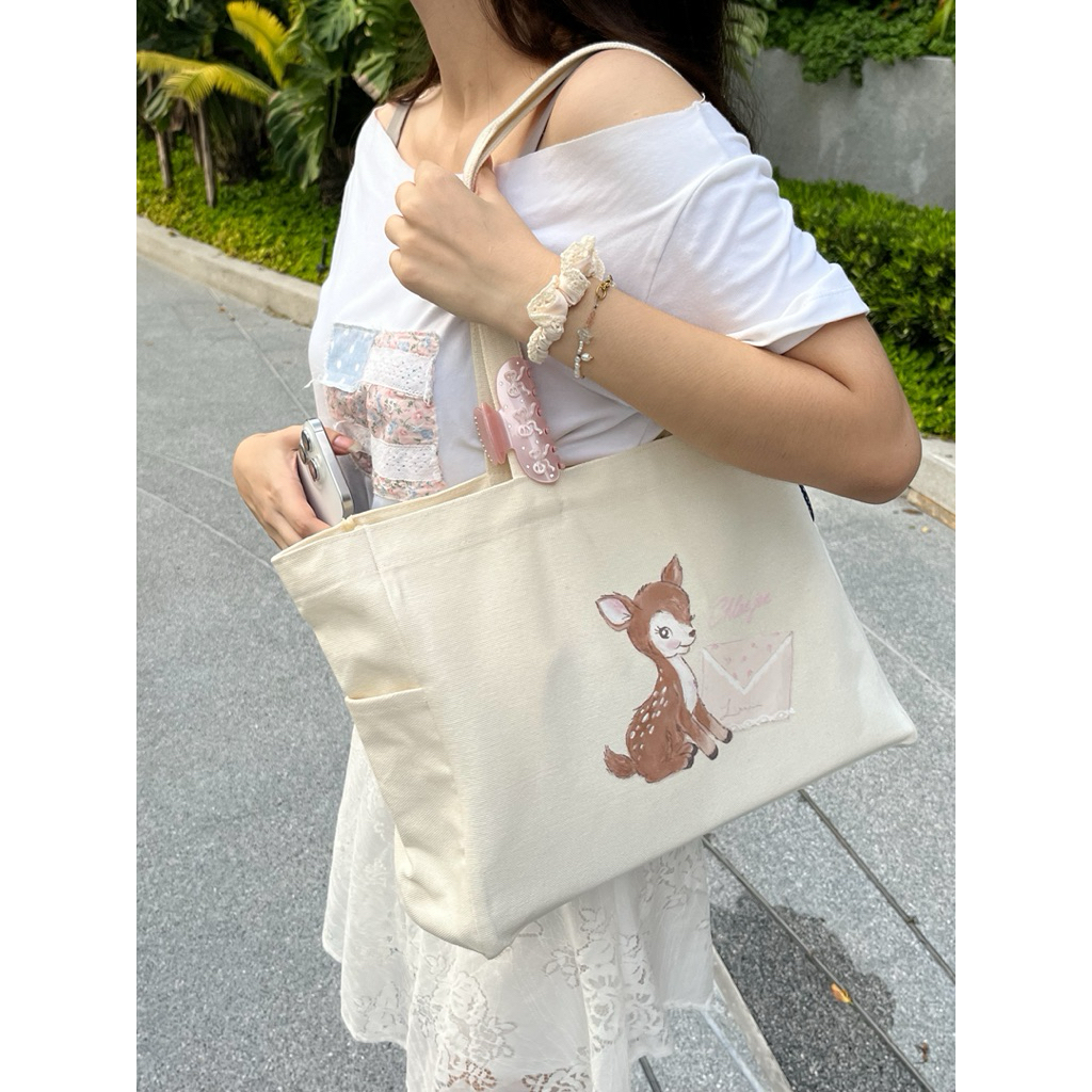 CHLOE JEE | little fawn tote bag🤍🌸🦌