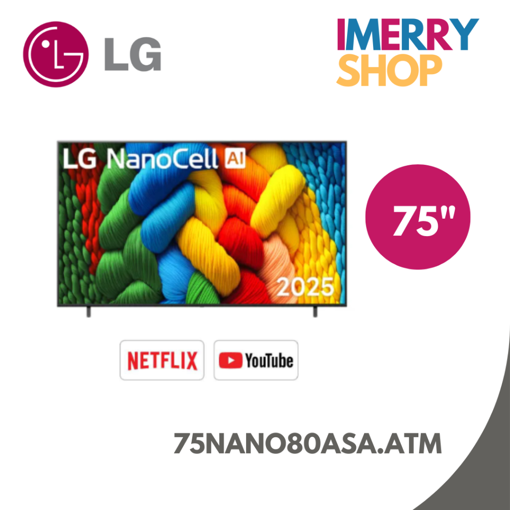 LG ทีวีแอลอีดี 75 นิ้ว LG (4K, NANOCELL, SMART TV) 75NANO80ASA.ATM