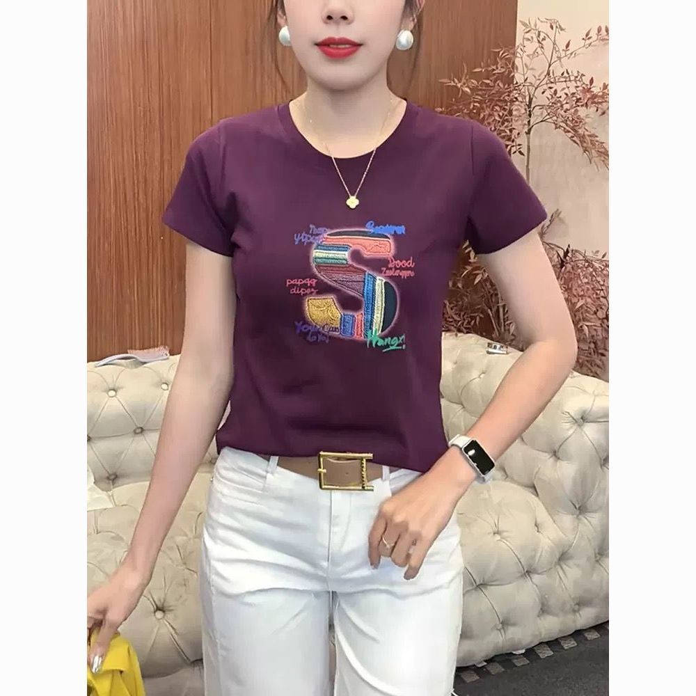 เสื้อยืดผู้หญิงคอกลมแขนสั้น คอลเลกชันฤดูร้อนใหม่ — รูปที่ 8