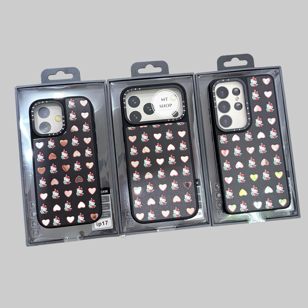 (พร้อมส่ง)Popphone Case TiFy Kittyหัวใจ งานกระจกสกรีนผิวด้าน รุ่นIP 17 17pro 17promax S25Ultra S26Ul