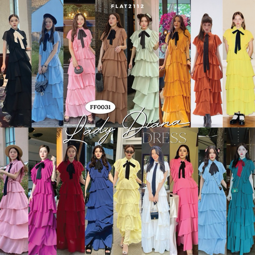 มือสองFlat2112 LADY DIANA DRESS
