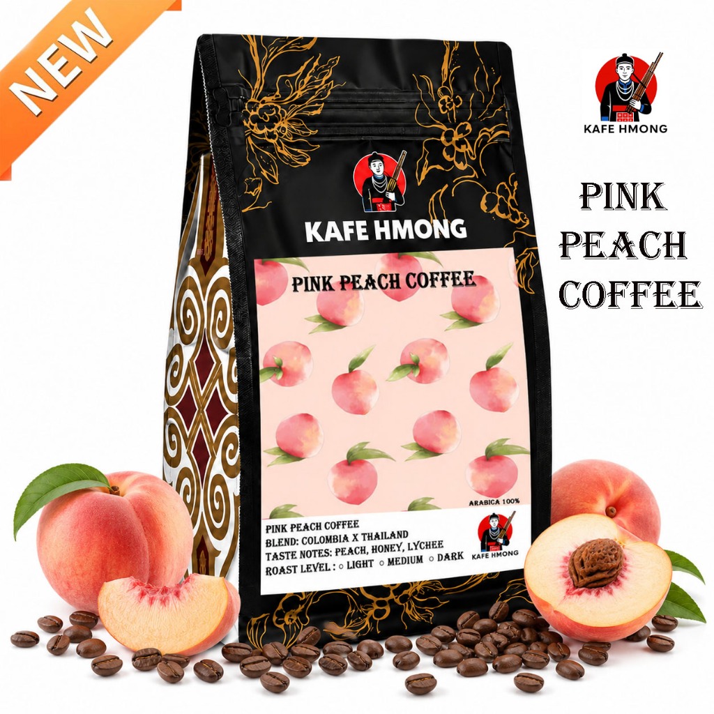 เมล็ดกาเเฟ pink peach coffee พร้อมให้บริการบดฟรี ลูกค้าสามารถเลือกระดับการคั่วได้ตามความต้องการ