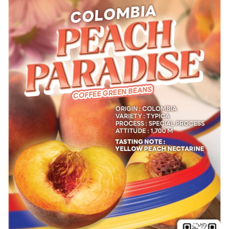 เมล็ดกาแฟดิบ พีซ พาราไดซ์ Peach Paradis : Green Bean Colombia . Special Process บรรจุ 500g. - 1 kg. P&T KoffRoad