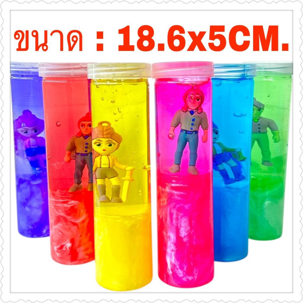 สไลม์สีทูโทน กลิ่นหอม มีตัวตุ๊กตา คละลาย คละสี ราคายกโหล12ชิ้น
