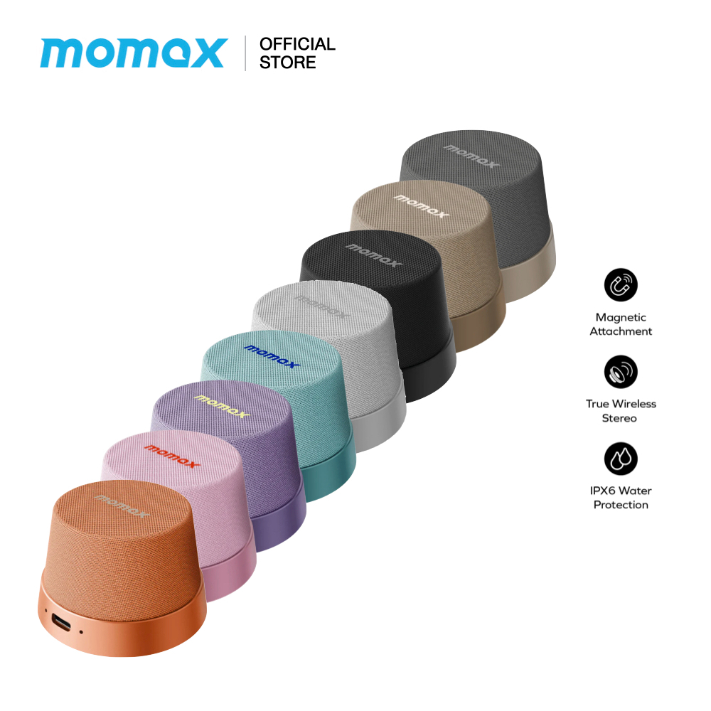 MOMAX ลำโพงบลูทูธ 1-Vibe Go Magnetic Wireless Speaker ลำโพงพกพา ลำโพง Magnetic - Black / Gold