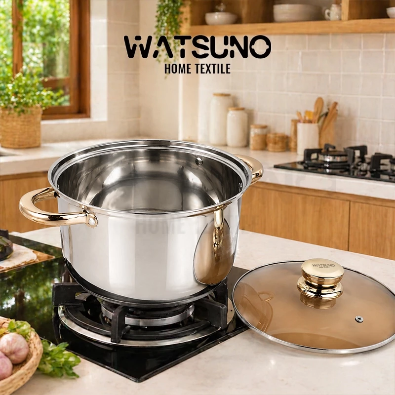 Watsuno.หม้อซุปสแตนเลส หม้ออเนกประสงค์ หม้อต้มบะหมี่ หม้ออาหารเช้า ใช้ได้กับเตาทุกประเภท