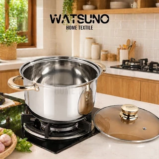 Watsuno.หม้อซุปสแตนเลส หม้ออเนกประสงค์ หม้อต้มบะหมี่ หม้ออาหารเช้า ใช้ได้กับเตาทุกประเภท