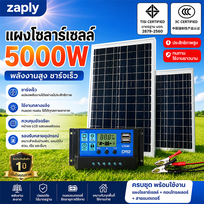 Soler Panel แผงโซล่าเซลล์ 50W18V โซล่าเซลล์ แผง 50 วัตต์ แผงโซล่า Polycrytaline พลังงานแสงอาทิตย์ แผ