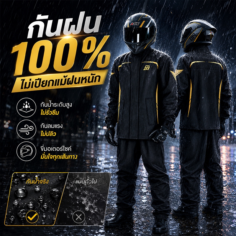⛈เสื้อกันฝน+กางเกงกันฝนแบบหนาพิเศษ🌧เสื้อกันฝน ผู้ใหญ่ ชุดกันฝน กันน้ำ100% ประเภทแยก ไม่แข็งตัวหลังใช้งานนาน