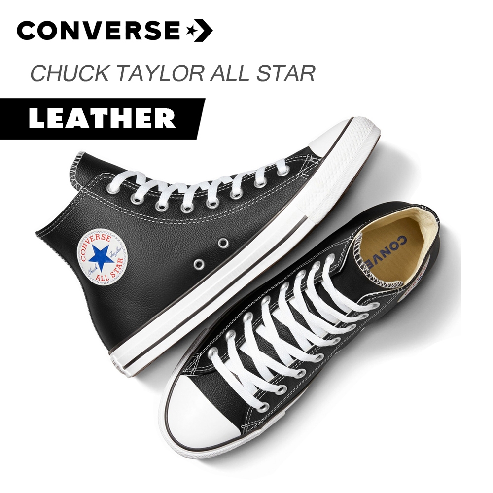 CONVERSE รองเท้าหนัง Chuck Taylor All Star Leather Hi - Black [132170CU_U5BKXX] (Core Classic)
