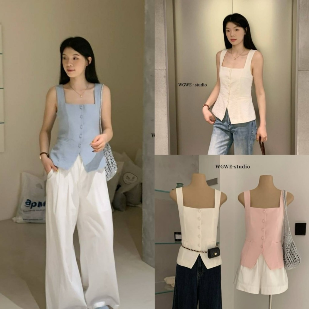​เสื้อสายเดี่ยวทรงสูทคอเหลี่ยมรุ่น 9508 TAG WG.WE 🇰🇷