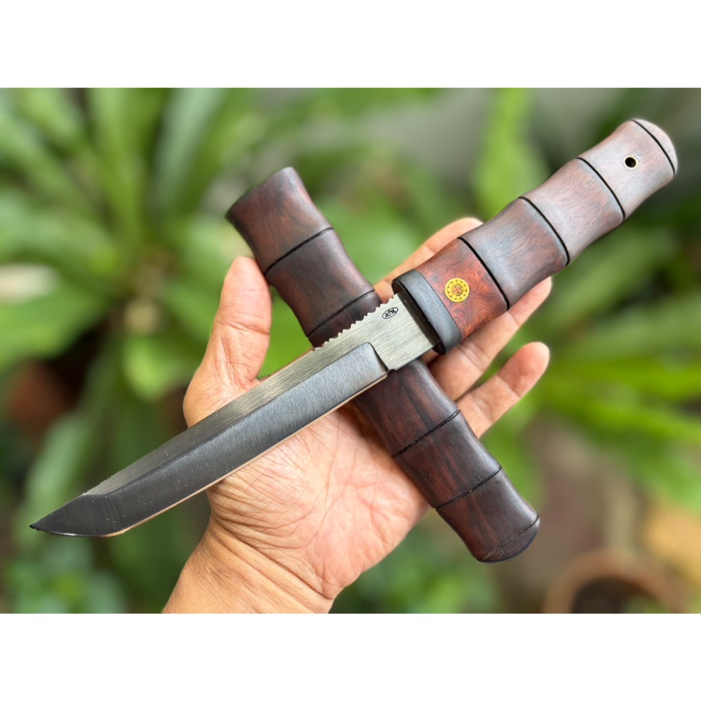 มีดซามูไร ไอคุชิ Aikuchi Tanto เสือซ่อนเล็บ ดาบสั้น มีดญี่ปุ่น ใบ 6.5’’ เหล็ก 420j2 ต้านสนิม ผิวขัด ด้าม-ฝักไม้มะริด