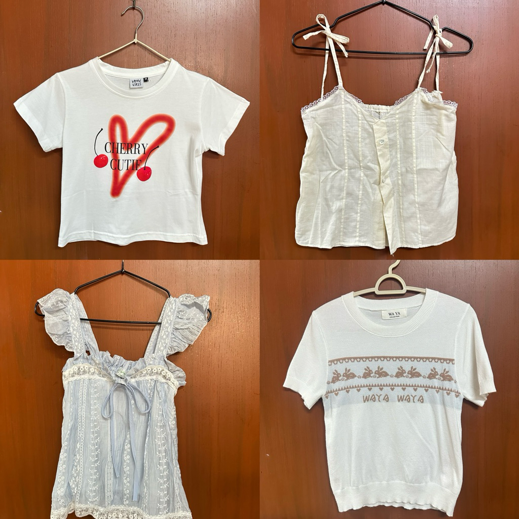 ส่งต่อเสื้อผ้าน่ารักๆ แฟชั่น ไอจี เสื้อกล้าม สายเดี่ยว ปาดไหล่ แขนตุ๊กตา มือ1-2 อัพเดต 21/5/69