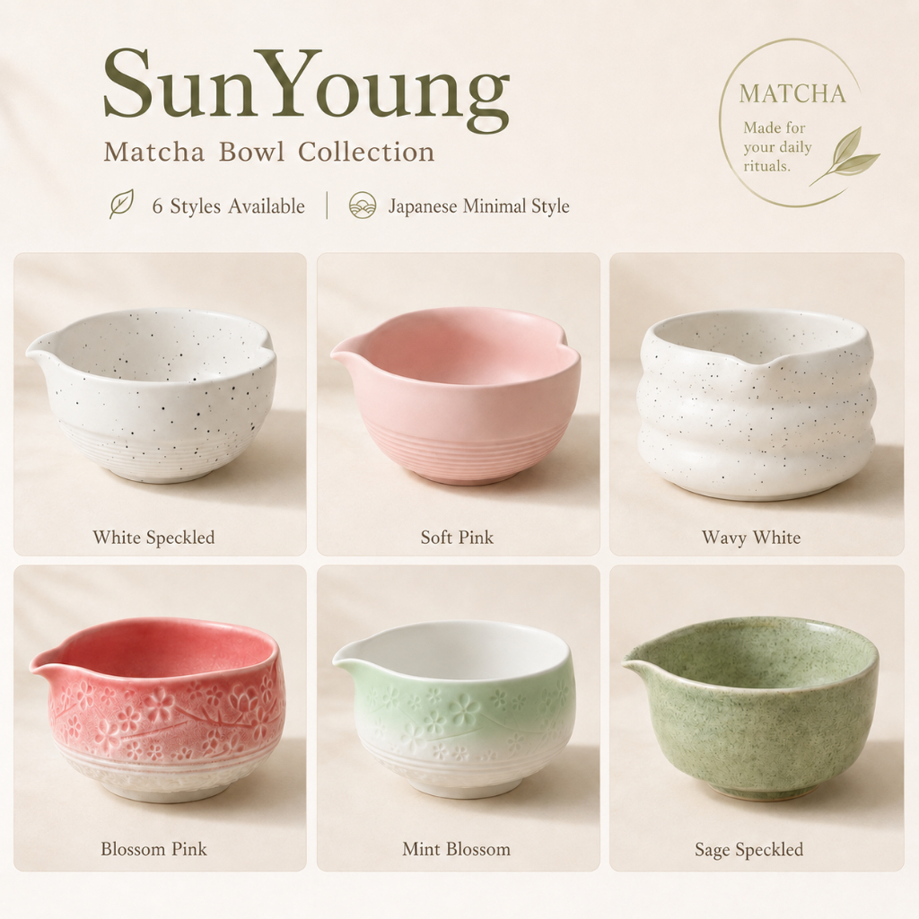 SunYoung ถ้วยชงมัทฉะเซรามิก1 ชิ้น 🫖Matcha Bowl ถ้วยชา Chawan หลายดีไซน์ สไตล์โฮมคาเฟ่ 🍵