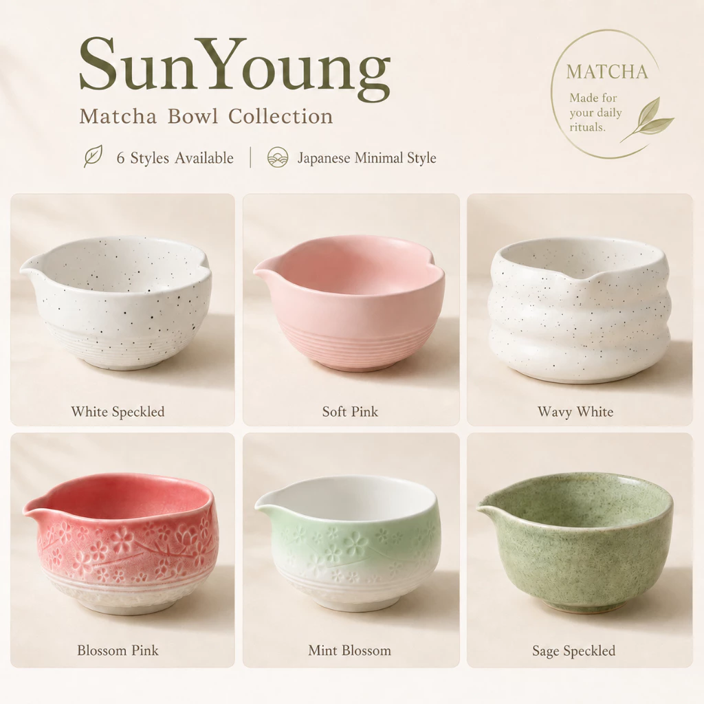 SunYoung ถ้วยชงมัทฉะเซรามิก1 ชิ้น 🫖Matcha Bowl ถ้วยชา Chawan หลายดีไซน์ สไตล์โฮมคาเฟ่ 🍵