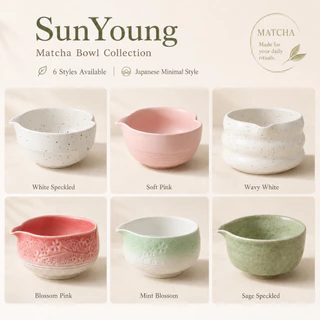 SunYoung ถ้วยชงมัทฉะเซรามิก1 ชิ้น 🫖Matcha Bowl ถ้วยชา Chawan หลายดีไซน์ สไตล์โฮมคาเฟ่ 🍵