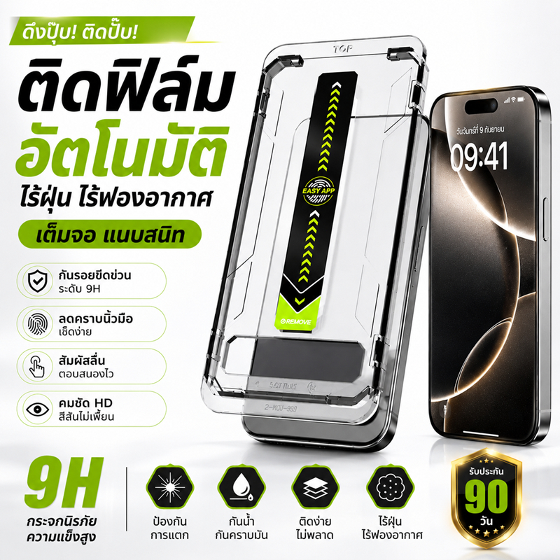 【รับประกัน 90 วัน】ฟิล์มกระจกมือถือ HD ฟิล์มกันมอง,ป้องกันรอยขีดข่วน,ป้องกันการตก สำหรับ iPhone 17/16/15/14/13 Pro Max ติ
