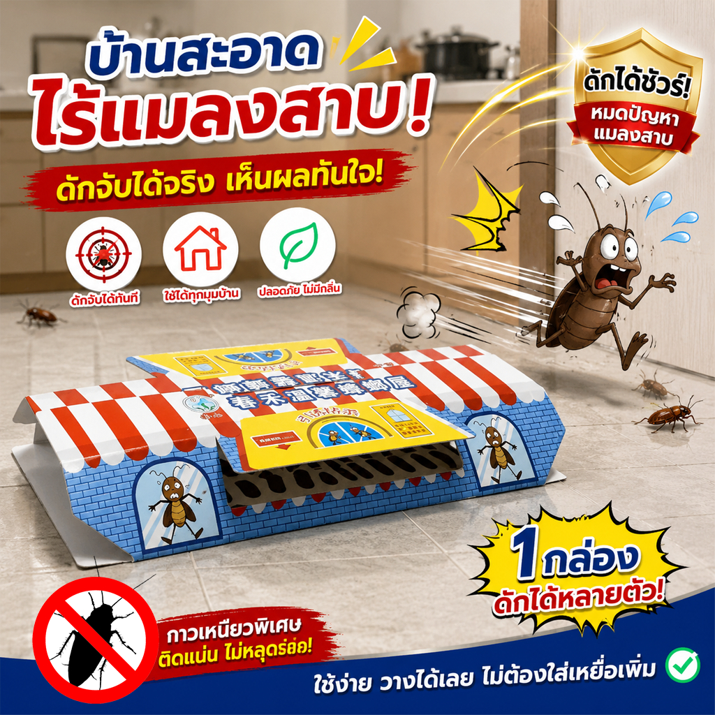 💥กับดักแมลงสาบ แบบกาว ดักแมลงสาบ สำหรับบ้าน ห้องครัว ร้านอาหาร และโกดัง
