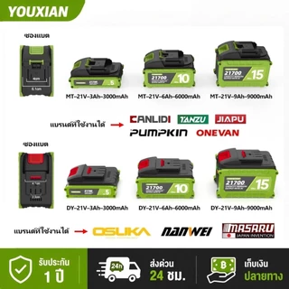 YOUXIAN 21700 3C 21V ใช้กับไขควงไฟฟ้า/ค้อนไฟฟ้า/เครื่องเจียร/สว่าน รองรับแบตเตอรี่ DY และ Makita