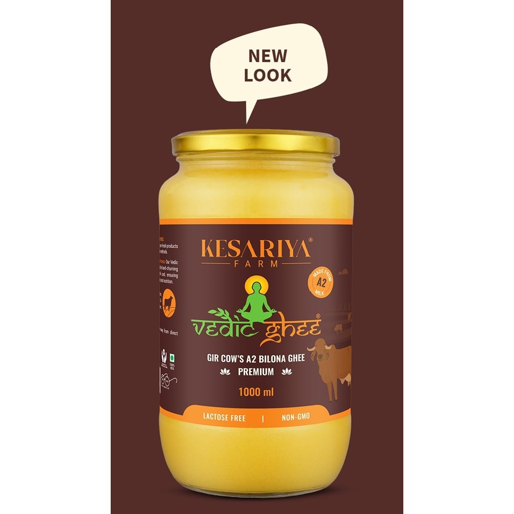 Vedic A2 Ghee Premium Gir Cow Cultured Ghee เนยใส A2 เนยใสพรีเมี่ยม 1000 ml