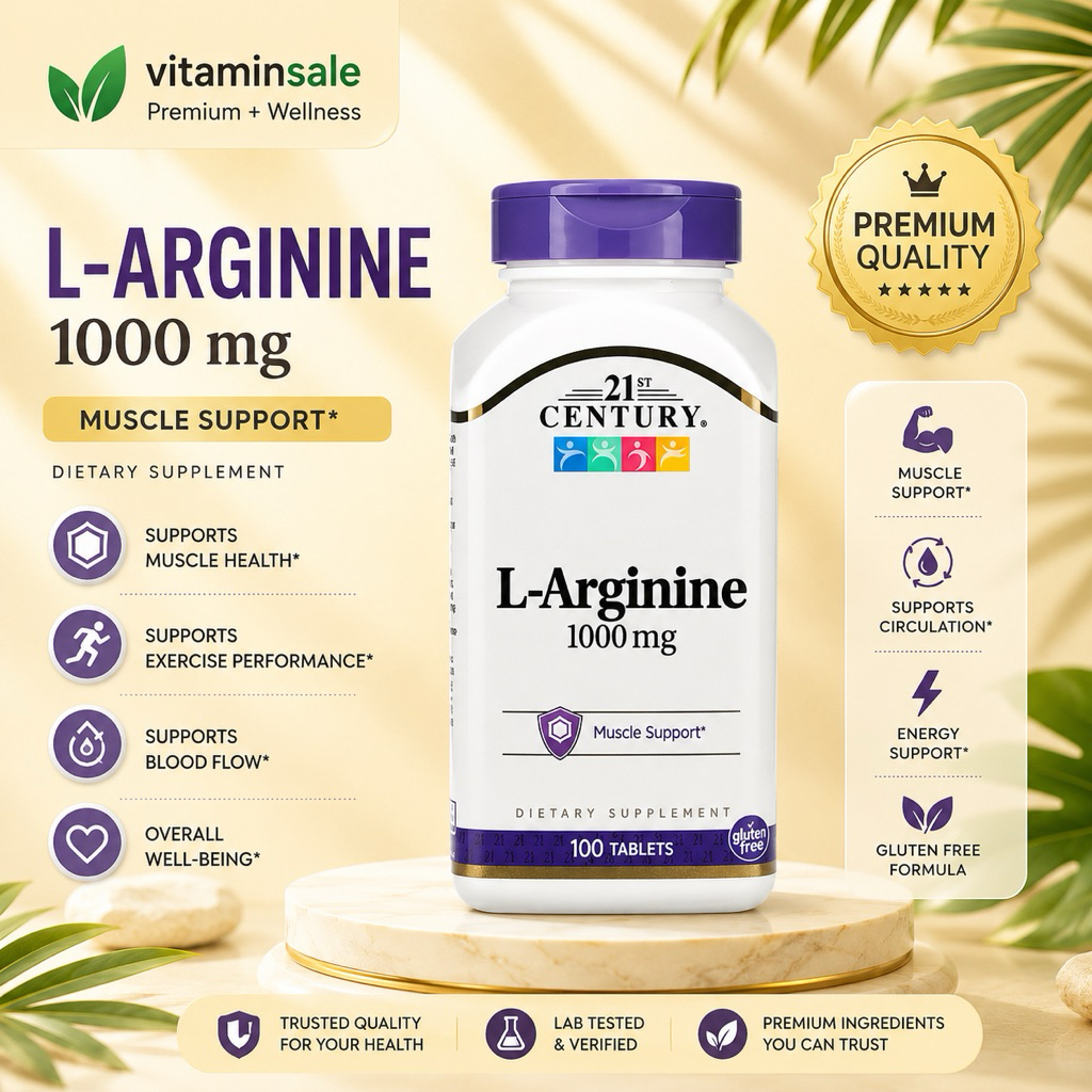 21st Century L-Arginine 1000mg บำรุงหลอดเลือด 100 เม็ด