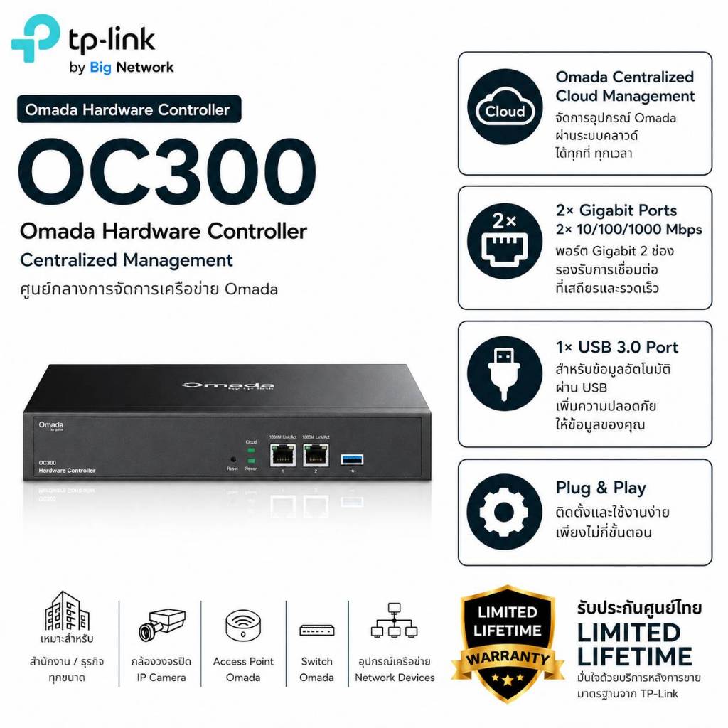 TP-Link Omada OC300 Hardware Controller Cloud Controller จัดการ WiFi รองรับ 700 Devices
