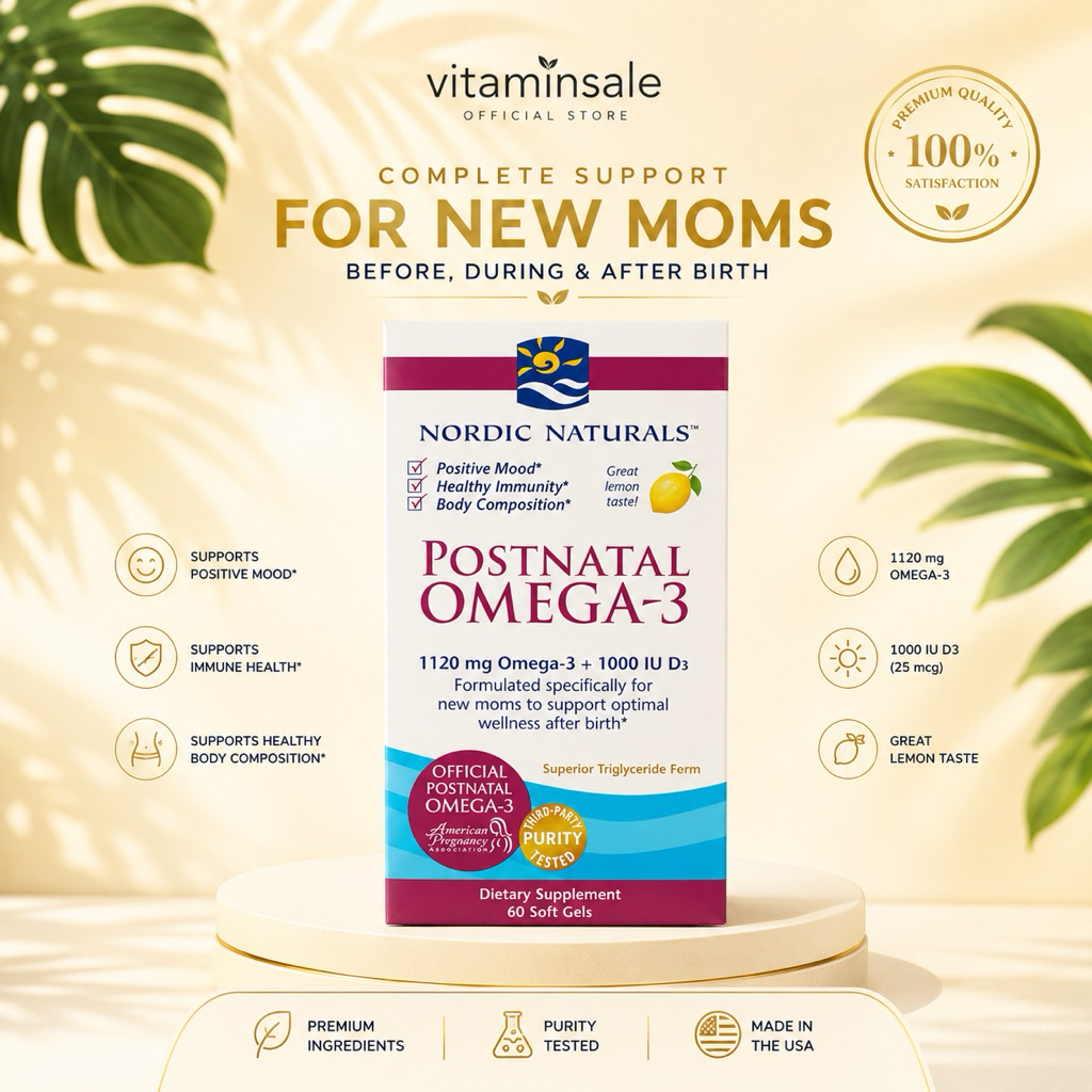 Postnatal Omega-3 Nordic Naturals 560mg 60 Softgels กลิ่นเลมอน