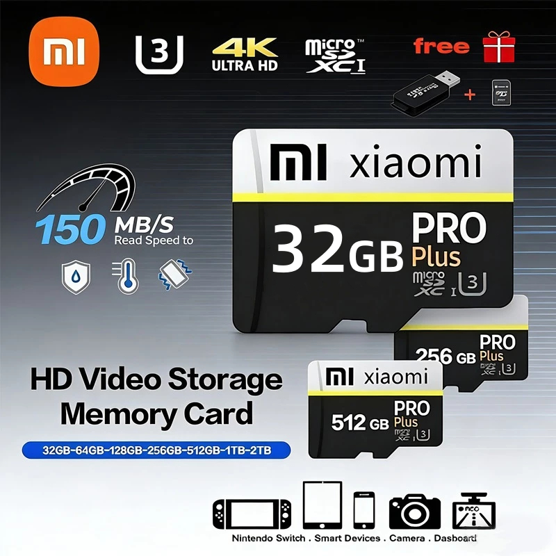Xiaomi Micro TF SD Card Class10 SD Memory Card 1TB 512G U3 V30 Large Memory Flash Card For Phone Laptop PC CCTV Camera