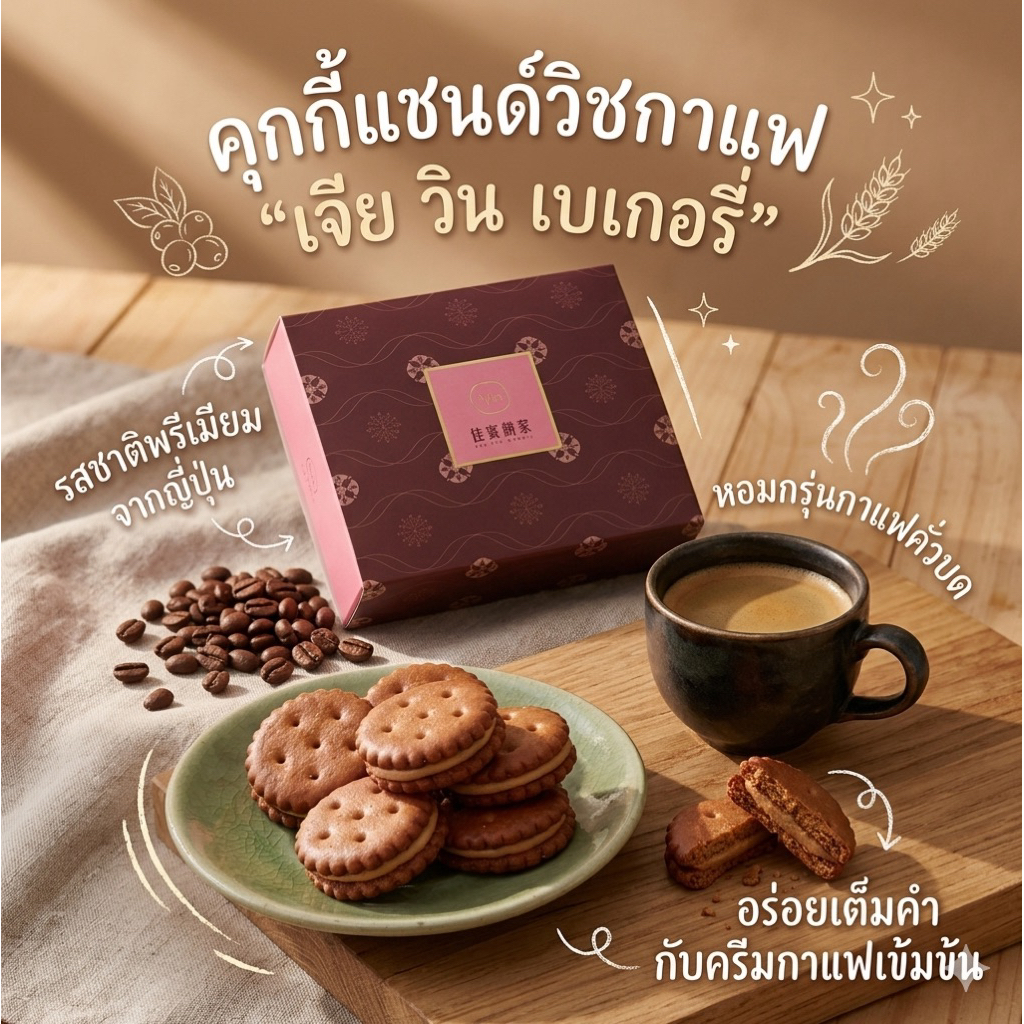 ‼️รอบส่ง 11 พฤษภาคม‼️ของดีจากไต้หวัน Jiufen ❛ แครกเกอร์ไส้กาแฟ ❜  (Coffee nougat cracker) อีกหนึ่งขน