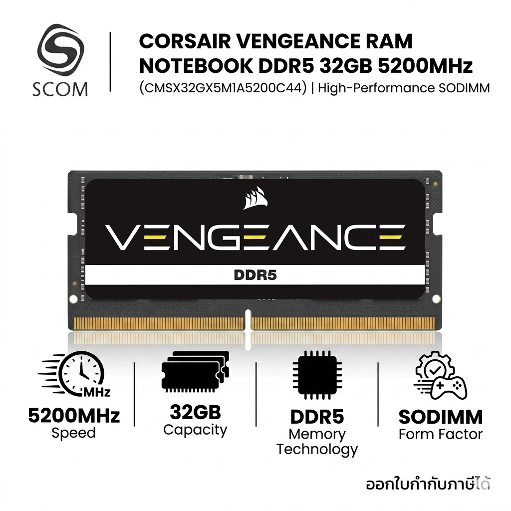 CORSAIR VENGEANCE RAM NOTEBOOK DDR5 32GB 16GB 5200MHz 4800MHz (CMSX32GX5M1A5200C44) SO-DIMM SODIMM