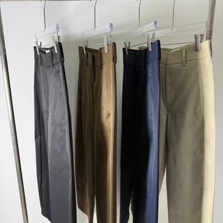 SEOULSHIRTS กางเกงบาร์เรลทรงบอลลูน ผ้าชิโน่คอตตอนรุ่นหนา UNISEX BARREL CHINO PANTS ทรงสวย ขายาว ผ้าหนาคงทน P0140