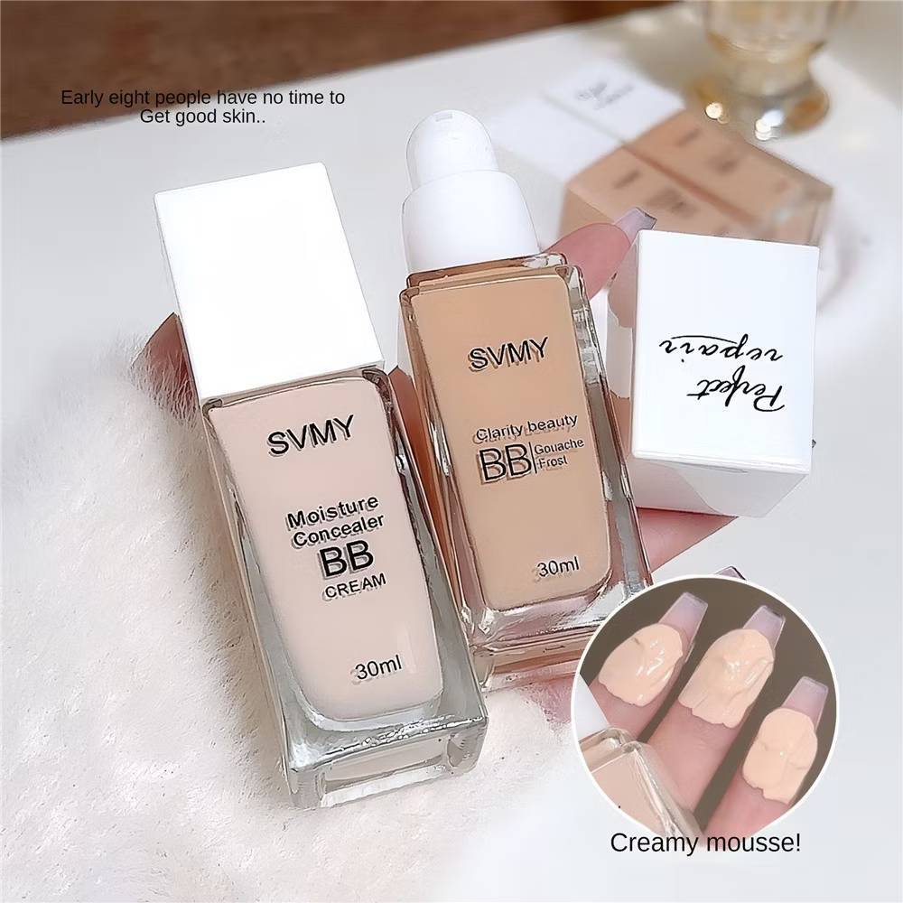 C.358.SVMY 3818 รองพื้นเนื้อครีมคอนซีลเลอร์ ขวดขาว ปกปิดรอยสิว รอยแดง จุดด่างดําและใต้ตาดํา