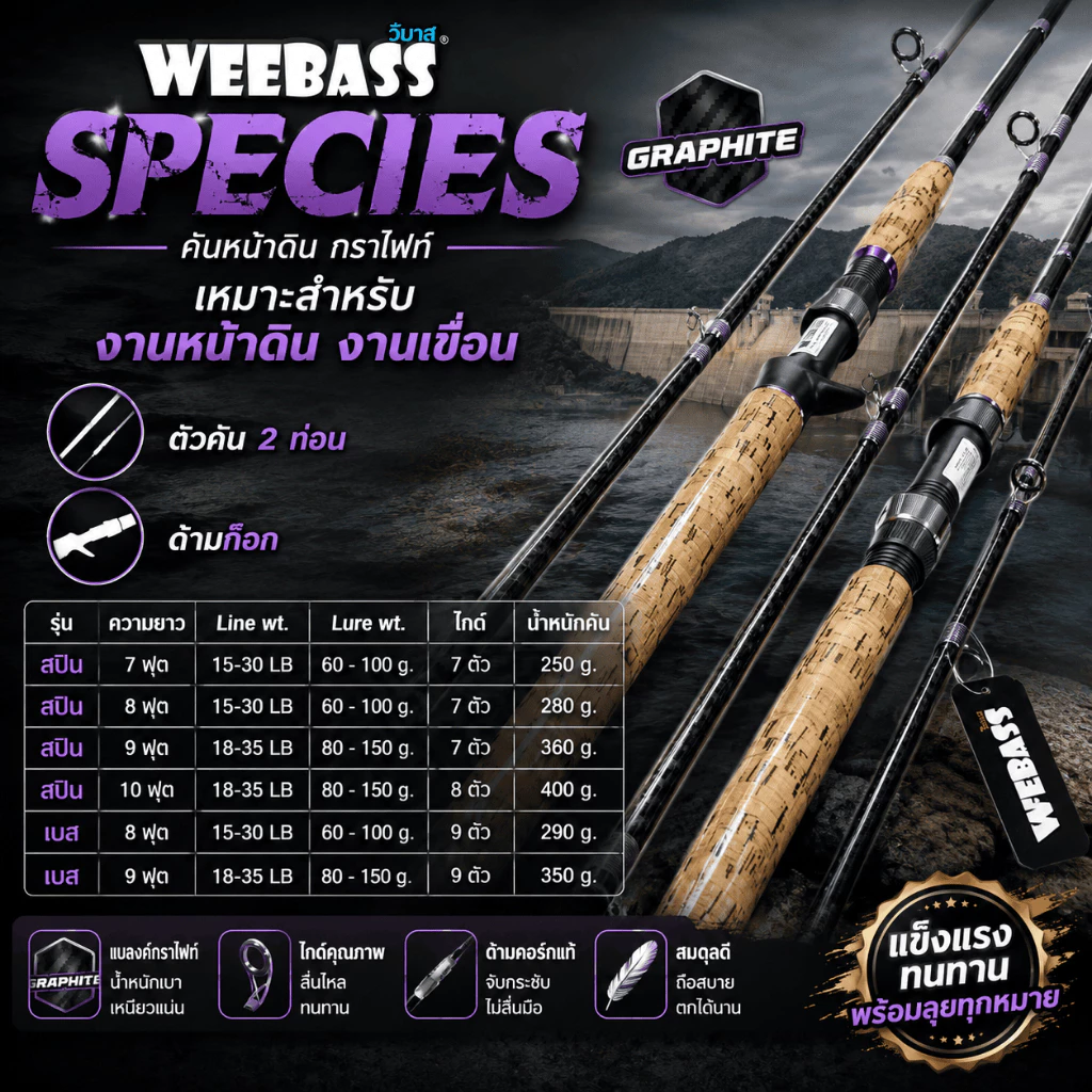 [ ของแท้ ] คันหน้าดิน กราไฟท์ Weebass SPECIES สปีชีส์ เหมาะสำหรับ งานหน้าดิน งานเขื่อน