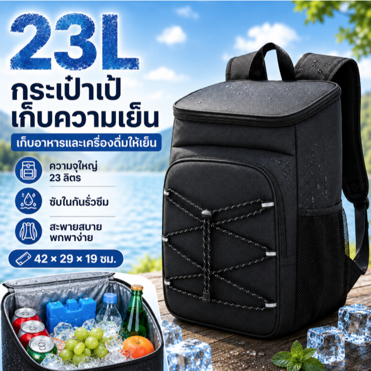 เป้แช่เย็นอเนกประสงค์ ขนาดใหญ่ เก็บความเย็นยาวนาน 12 ชม. สะพายหลังสะดวก สำหรับกิจกรรมกลางแจ้ง