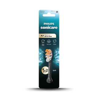 Philips Sonicare ฟิลิปส์ หัวแปรงสีฟันไฟฟ้า A3 Premium All-in-One (สีดำ) แพ็ค รุ่น HX9092/96