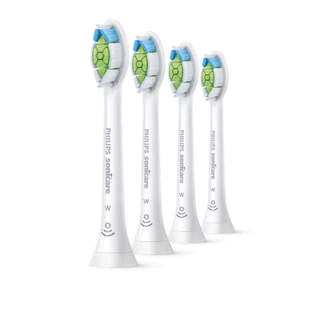 Philips Sonicare ฟิลิปส์ หัวแปรงสีฟันไฟฟ้า W2 Optimal White, หัวแปรง Soft, แพ็ค 4 (ด้ามสีขาว) รุ่น HX6064/14